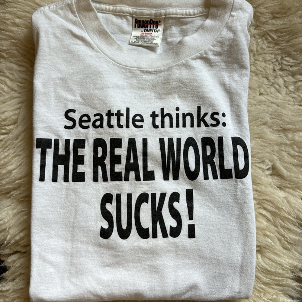 RARE! Vtg MTV The Real World Seattle 90s Grunge Pop Culture Single Stitch Tee XL